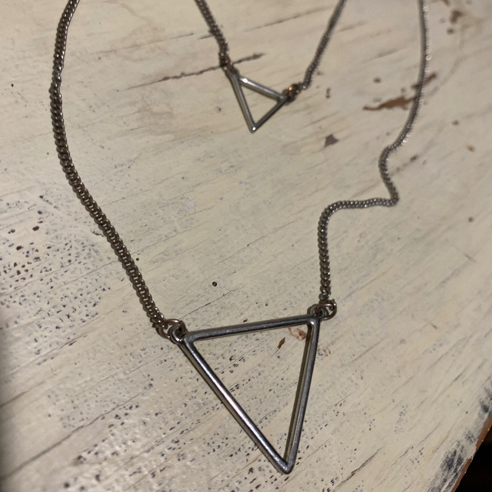 Long Double Strand Triangle Geometric Necklace Vi… - image 3
